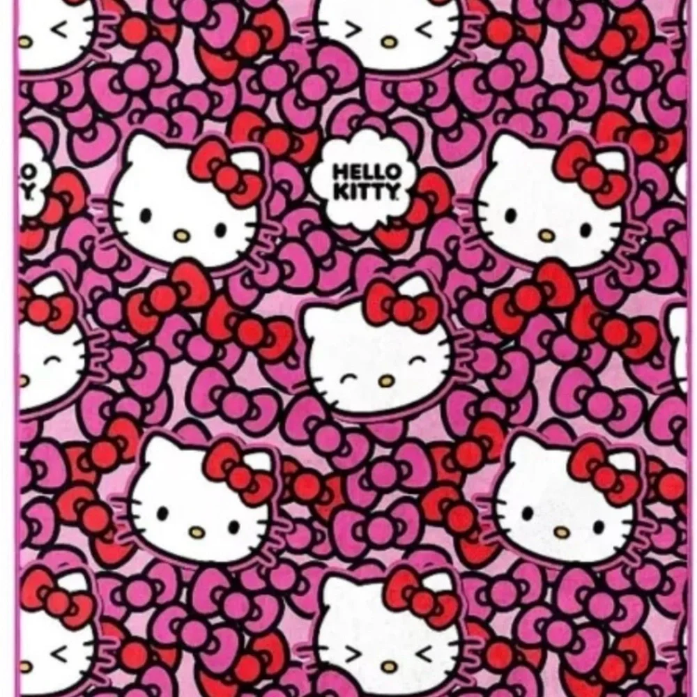 2x Hello Kitty Face More Bows Please Plush Silk Touch Throw Blanket 46
